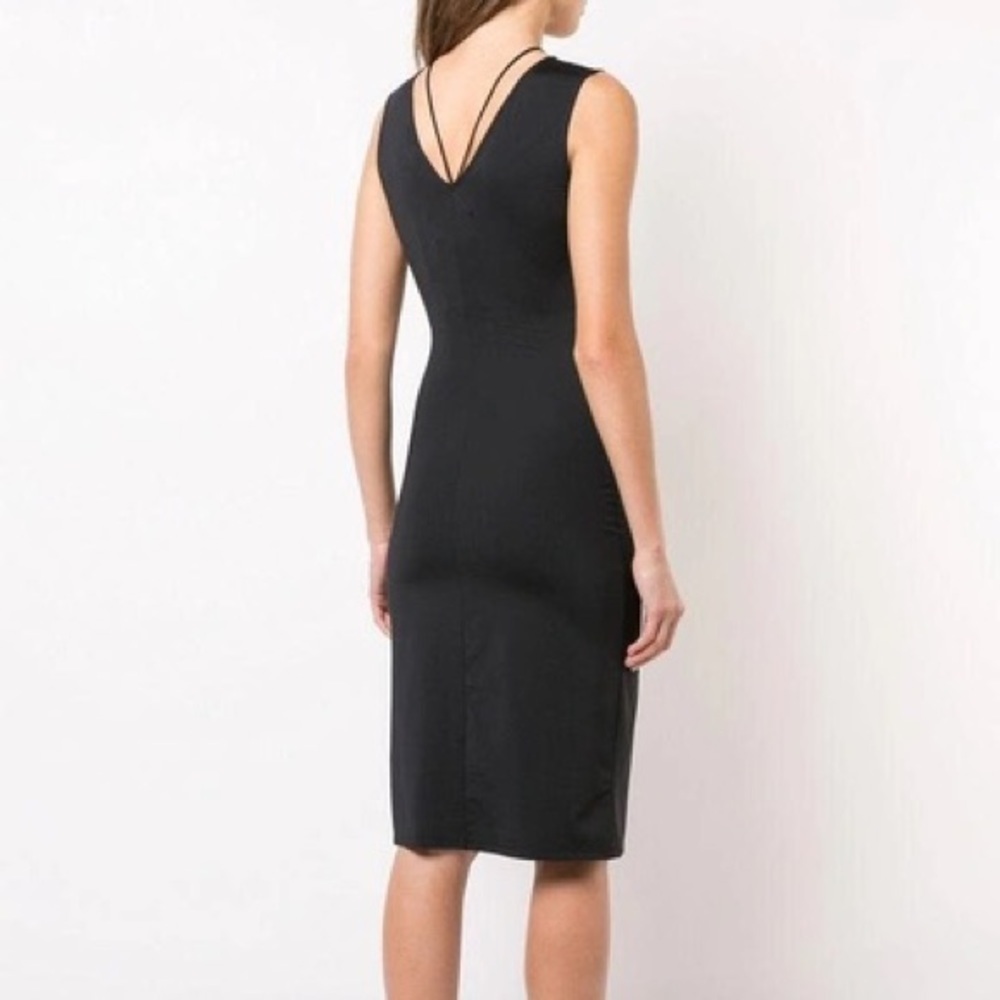 Theory ruched black string midi dress size medium - Picture 4 of 6
